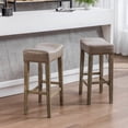 thumbnail image 3 of 29-Inch Bar Stool, Counter Height Bar Stool with Faux Leather Fabric, Multifunctional Counter Backless Stool for Dining Room, Living Room, Kitchen, Bar, Coffee Shop, Set of 2, Gray, 3 of 9