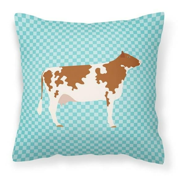 Carolines Treasures BB8001PW1818 Ayrshire Cow Blue Check Fabric Decorative Pillow, 18 x 18 in.