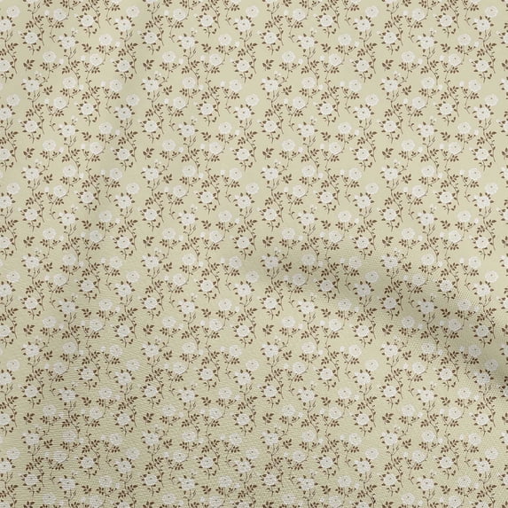 oneOone Viscose Chiffon Beige Fabric Floral Diy Clothing Quilting Fabric Print Fabric By Yard 42 Inch Wide