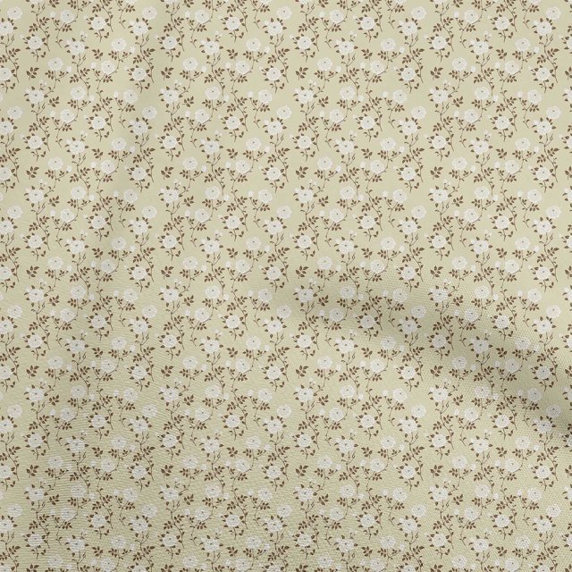oneOone Tissu Flex Coton Beige Floral Matériel de Robe Tissu Imprimé Tissu au Mètre 40 Pouces de Large