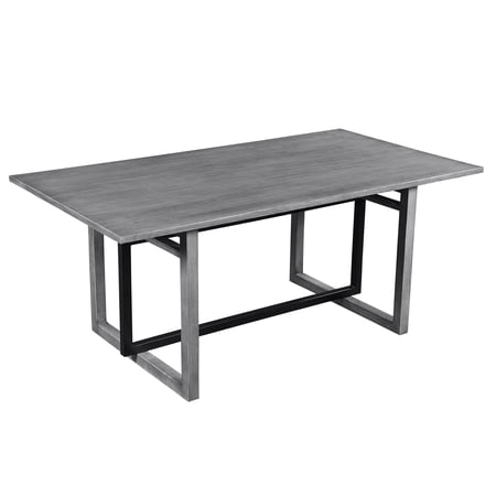 St Tropez Dining Table 72 Inch Rectangular Mango Wood Top with Iron Trestle Base 6 Seater Gray and Black
