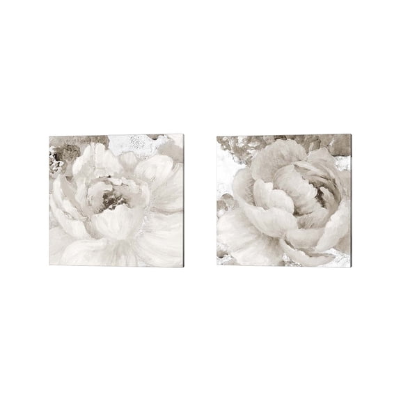 Great Art Now Light Grey Flowers by Lanie Loreth 2 Piece Canvas Art Set Each 14"W x 14"H
