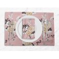 thumbnail image 1 of S4Sassy Pink Leaves & Peony Floral Printed Dining Room Reversible Tablemats With Napkins set, 1 of 3