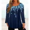 thumbnail image 5 of Camiseta elegante con estampado de flores para mujer, Tops de viaje informales, talla grande, Jersey holgado de cuello redondo, 5XL, Otoño e Invierno, 5 of 5