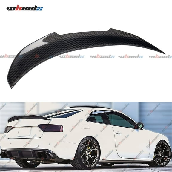 Real Carbon Fiber Rear Spoiler Compatible with 2008-2016 Audi A5 2-Door Coupe B8 B8.5, PSM Style High Kick Duckbill Trunk Tail Deck Lid Wing Lip Ducktail Man Gift