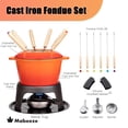 thumbnail image 2 of Juego de fondue de hierro fundido Mabeeze para queso, chocolate o carne: incluye olla esmaltada de 1,6 cuartos, 6 tenedores para fondue, quemador, soporte, base y guantes., 2 of 5