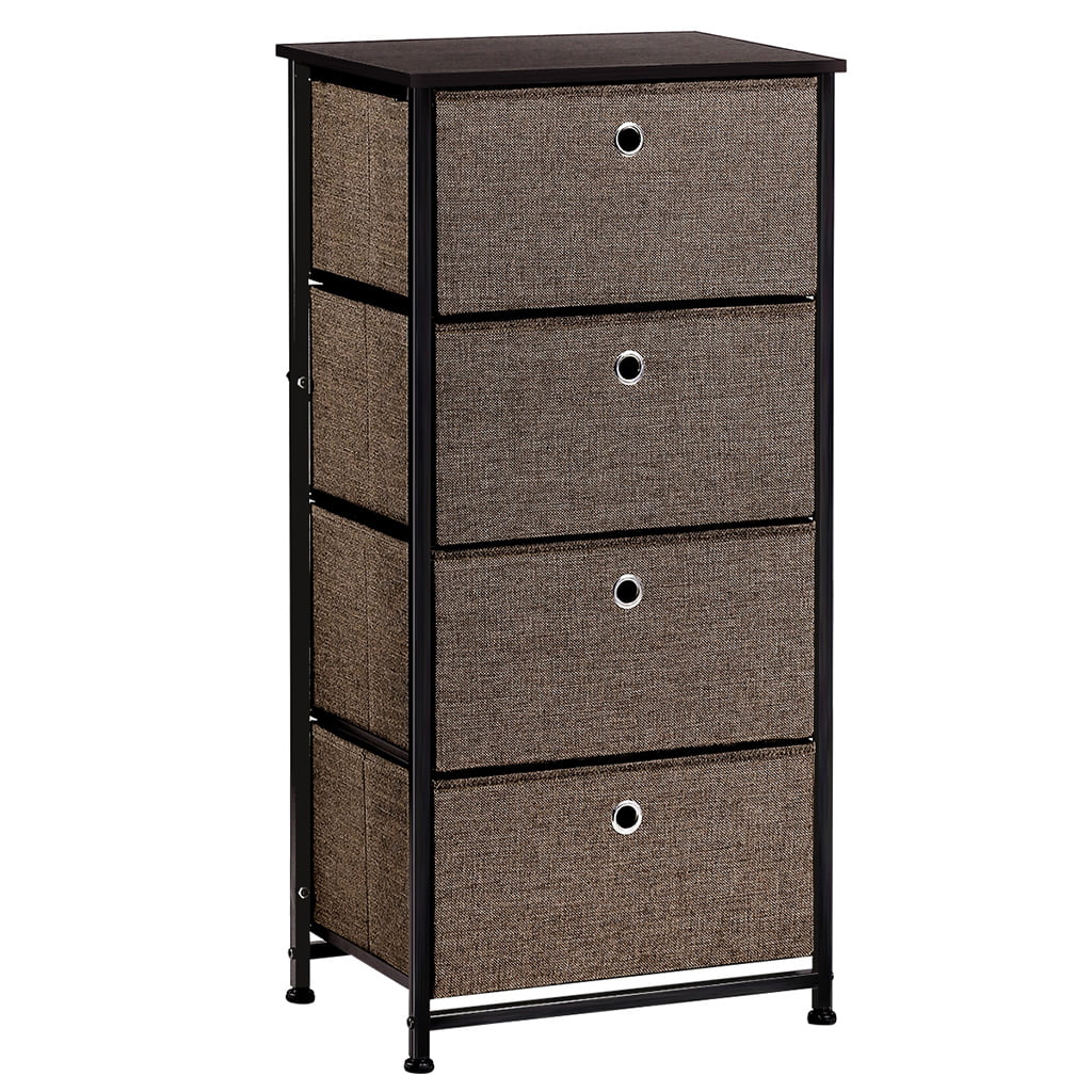 Charcoal Laundry or Bedroom East Loft Tall 4 Drawer Dresser |Storage Organizer for Closet Durable Steel Frame Solid Wood Top Bathroom Nursery Fabric Drawers