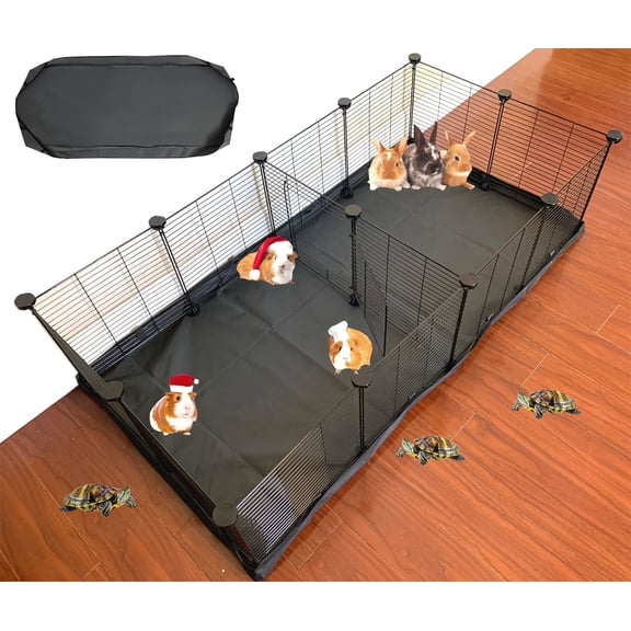 48" Extra Large Guinea Pig Playpen Yard Bunny Habitat Hamster Critters Play Ground With Center Divider Access Door Mouse Mice Gerbil Hedgehog Water-Proof Enclosure with Washable Canvas Bottom