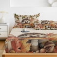 thumbnail image 6 of Queen Size Fitted Sheet Set - Fall Mushroom Hedgehog 3 Piece Bedding Sets 16" Deep Pocket Fitted Sheet with 2 Pillowcases, Thanksgiving Rustic Brushed Microfiber Hotel Luxury Bed Sheets, 6 of 9