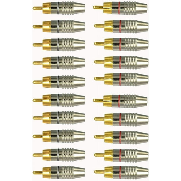 Jinsinto 20Pcs RCA Male Connector, RCA Audio Video Connectors, RCA Terminal Audio Connector, RCA Solder Connector, RCA Plug Jack Connectors(5.5 * 2.1)