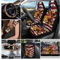 thumbnail image 3 of XYZCANDO American Flag Sunflower Cow Seat Belt Cover Car Seat Cover Keychain Lipstick Cover Car Trash Can Steering Wheel Cover Center Mirror Cover Coasters Personalized for Most Cars, 3 of 5