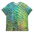 thumbnail image 3 of LAOLIUSN Men’s All Over Print Scale Pattern T-Shirt, Mermaid Dragon Scales Graphic Tee, Short Sleeve Crewneck,Sizes S-4XL, 3 of 7