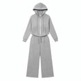thumbnail image 5 of BRGZLK Women Sweatsuit Set 2 Piece Outfit Fall Winter Casual Long Sleeve Zip Up Slim Fit Hoodies Sweatshirt and Wide Leg Sweatpants Lounge Set for Daily Workout Outgoing Gray L, 5 of 7