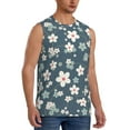 thumbnail image 2 of Easygdp Blue Flower Men's Breathable Tank Tops Sleeveless Sporty T Shirts for Basketball, Mountaineering, Bodybuilding -Large, 2 of 8