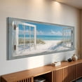 thumbnail image 2 of Ocean Beach Window Canvas Wall Art - Summer Coastal Seascape Picture Landscape Canvas Prints, Horizontal Tropical Sea Paintings Artwork for Home Decor, 2 of 7