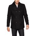 thumbnail image 2 of Kenneth Cole Men's Double Breasted Wool Peacoat with Rib Knit Bib, black, Medium, 2 of 2
