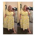 thumbnail image 3 of CASSIE LIZ Womens Plus Size Dresses V Neck Lemons Print Maxi Dress Elastic Waist with Pockets Summer Spring Short Sleeve Party Beach Holiday Dress (XL-5XL), 3 of 9
