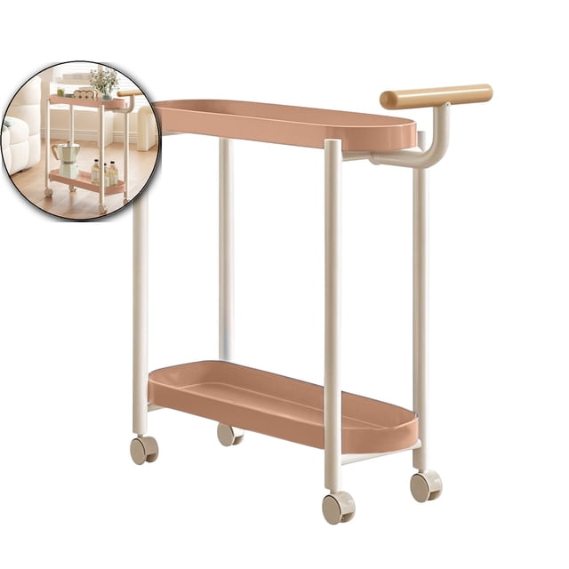 Dvruxg Chariots Roulants avec Roues, Chariot Roulant pour Petits Espaces, Tables d'Appoint avec Chariot de Rangement à 2 Niveaux, Table d'Appoint pour Meubles de Petit Espace, Chambre, Salon, Bureau, Cuisine