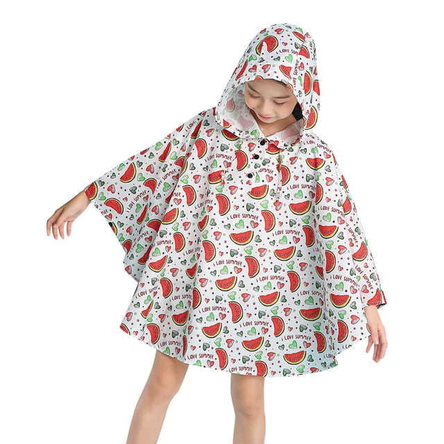 MIASHUI Ponchos de Pluie pour Enfants Imperméables Réutilisables pour Garçons et Filles Manteau de Pluie, Rouge, G
