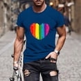 thumbnail image 2 of Men's Rainbow T-Shirt LGBTQ Gay Equality Heart Print Summer Tops Muscle Gym Short Sleeve Crewneck Graphic Tee Shirts, 2 of 5