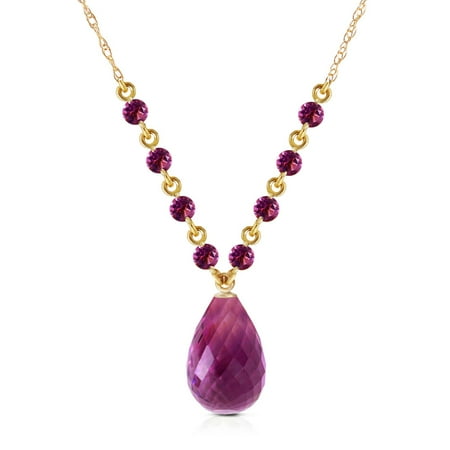 ALARRI 11.5 Carat 14K Solid Gold This Is Right Amethyst Necklace with 24 Inch Chain Length.