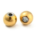 thumbnail image 2 of Ion Plating(IP) 304 Stainless Steel Spacer Beads Round Real 18K golden Plated 4x3.5mm Hole: 1.2mm, 2 of 3