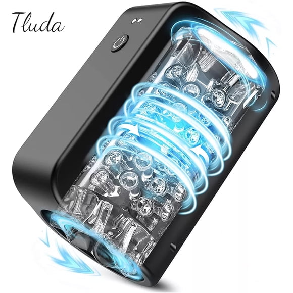 TLUDA Waterproof Automatic Male Masturbator Stroker Double Channel Rotating Masturbator Vibrator Mens Sex Toys Black