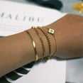 thumbnail image 5 of Gold Bracelets for Women Girls, 24K Real Gold Plated A-Z Letter Sets Link Chain Bracelets Stack, Lucky Clover Trendy Adjustable Bracelets Dainty Jewelry, 5 of 5