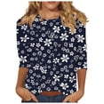 thumbnail image 1 of Wanfds Blue Fashion Tops For Women Crew Neck Three-Quarter Sleeve Top M, 1 of 5