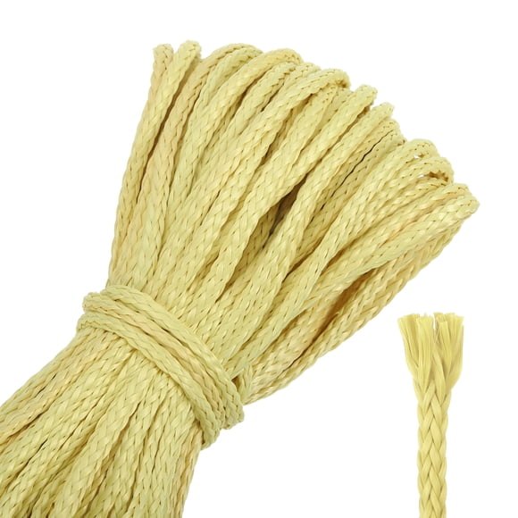 Uxcell Ligne de Paracorde Tressée 100 Pieds, 1500lb 3.5mm Diamètre Corde Utilitaire Multifonction Corde Carillon Éolien Ligne de Cerf Résistante aux Flammes pour Camping, Montgolfière, Survie en Plein Air, Jaune