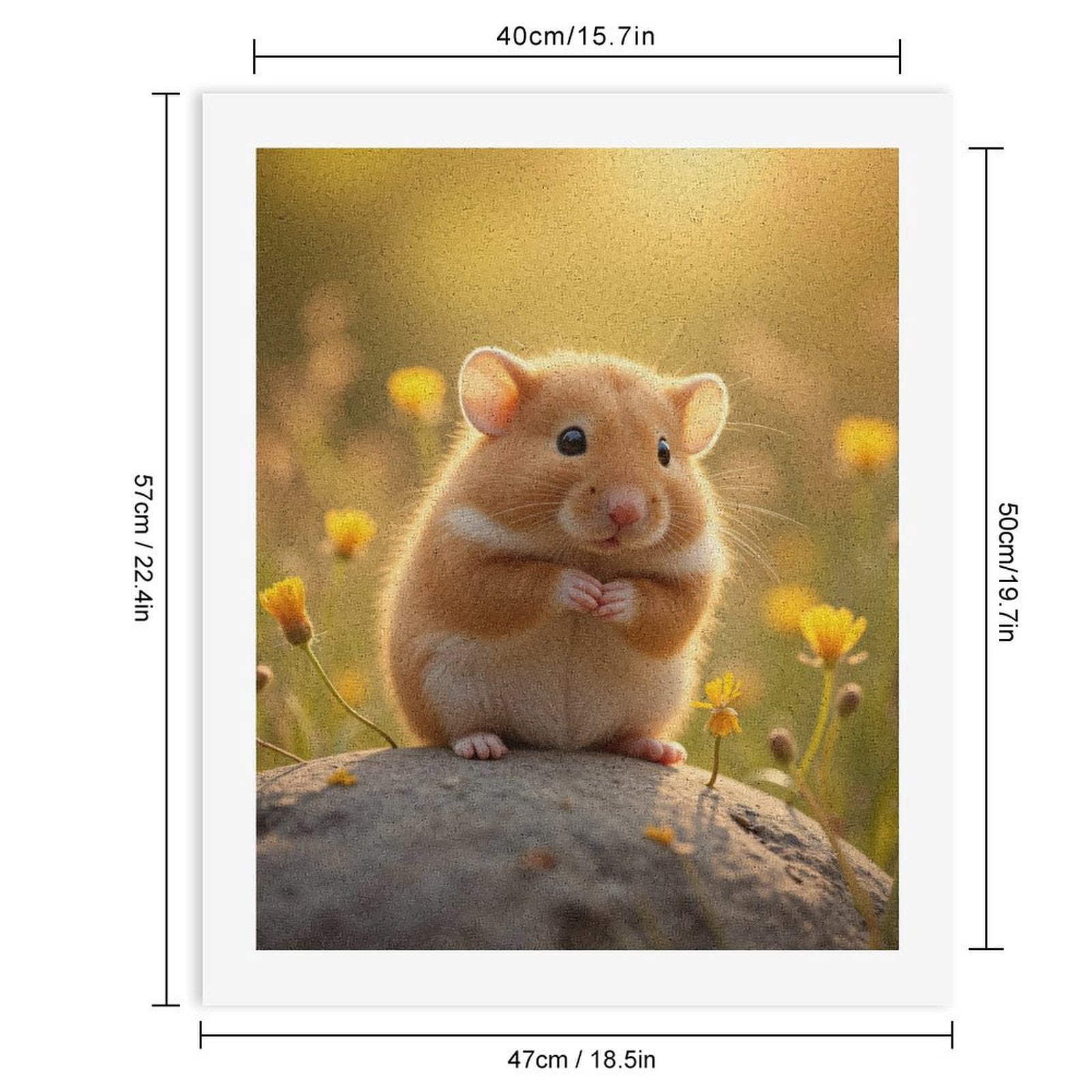 Paint by Numbers Kit for Adults, Cute Hamster With Yellow Flowers Paint by Numbers, Easy Paint by Numbers Kit for Adults Beginner, DIY Adult Paint by Number Kits on Canvas, Home Decor
