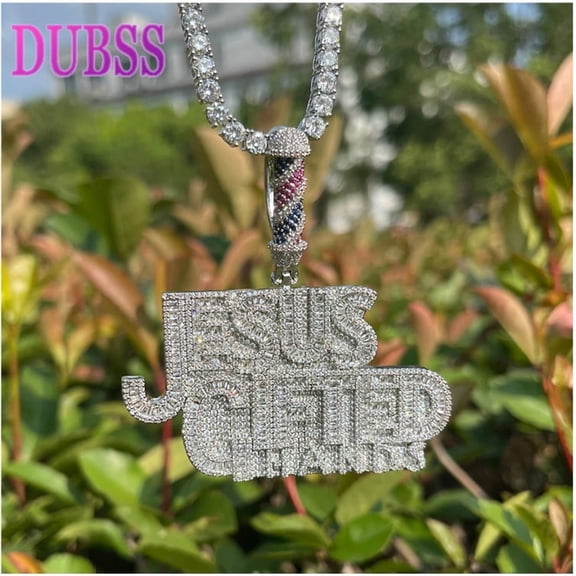 Dubss Iced Out Necklace for Men Prong Setting Jesus Gifted Hands Pendant Hip Hop Jewelry