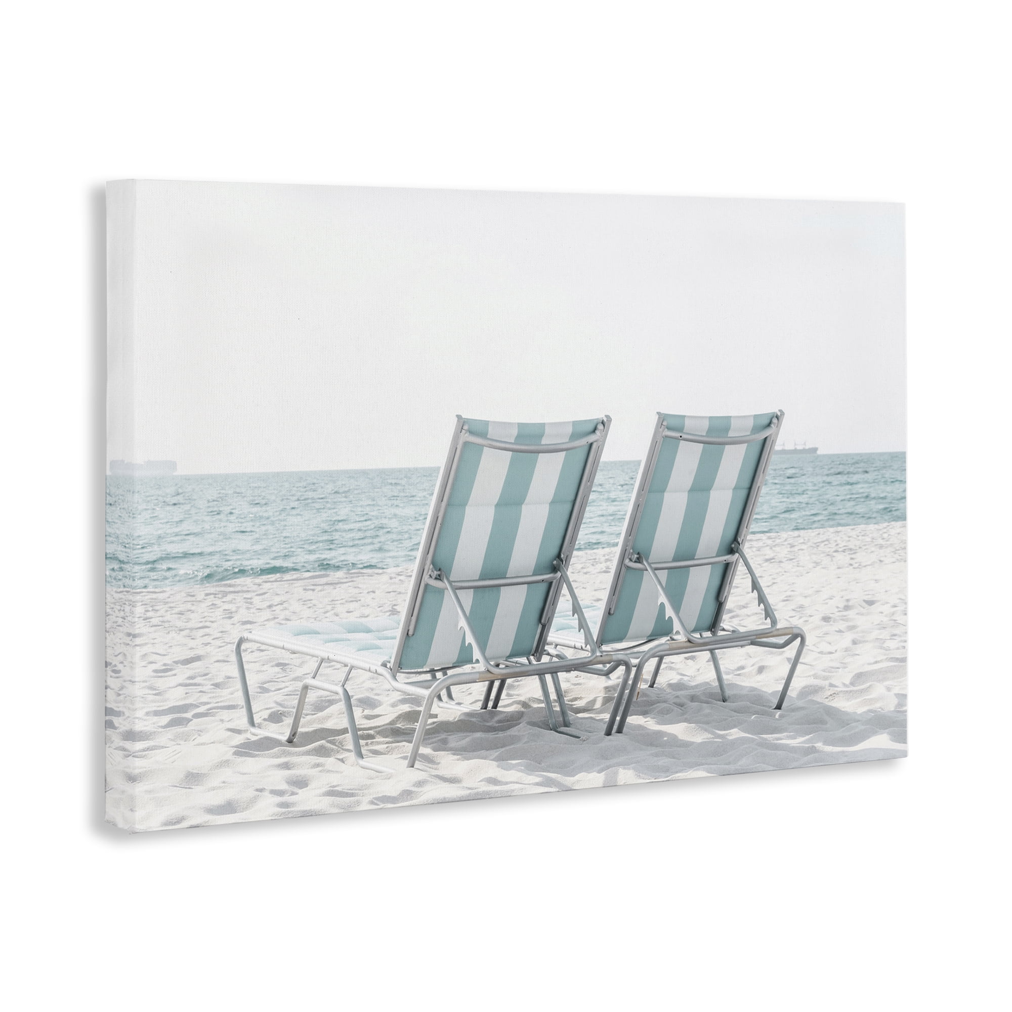 Stupell Industries Blue Beach Chairs Pair Nautical & Beach Photography Wrapped Canvas Art Print Wall Art, 36 x 24