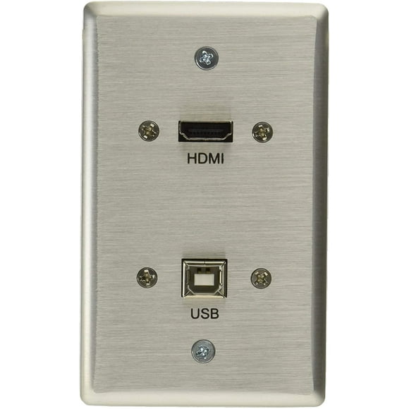 C2G 39874 HDMI et USB Passent à Travers une Seule Plaque Murale de Gang, Aluminium Brossé