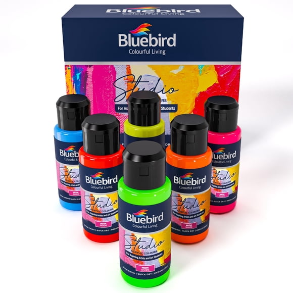 Pinturas acrílicas BLUEBIRD Studio colores neón 6 x 100 ml