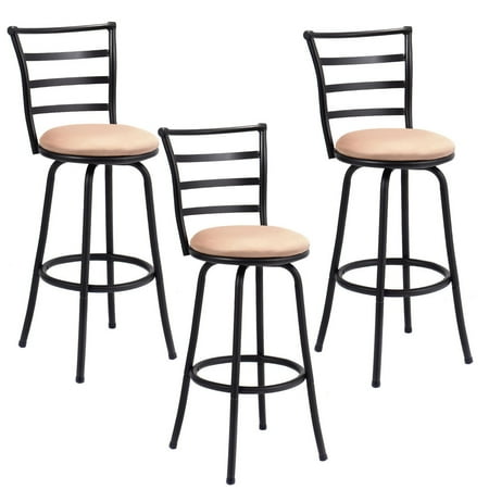 - Costway Set of 3 Swivel Bar Stools Steel Frame Counter Height Modern Barstool Pub Chairs