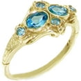 thumbnail image 1 of British Made 9k Yellow Gold Natural Blue Topaz Womens Cluster Ring - Size 5.75, 1 of 6