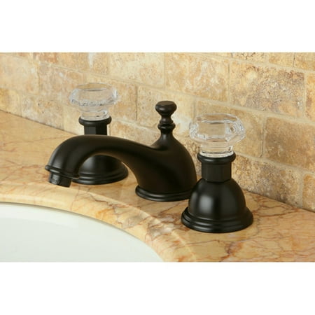Kingston Brass Celebrity Celebrity Double Crystal Handle Widespread Bathroom Faucet with Brass Pop-Up Drain