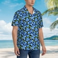 thumbnail image 3 of Vsdgher Blue Flowers Print Men's Hawaiian Shirts Button Down Tropical Holiday Beach Shirts Vacation Clothes,Small, 3 of 7
