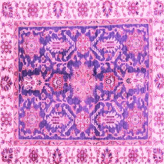 Ahgly Company Indoor Square Oriental Pink Traditional Area Rugs, 3' Square