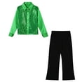 thumbnail image 3 of YONGHS Kids Boys Sequins Latin Jazz Disco Modern Dance Outfits Shirts with Pants Sets Green 6, 3 of 5