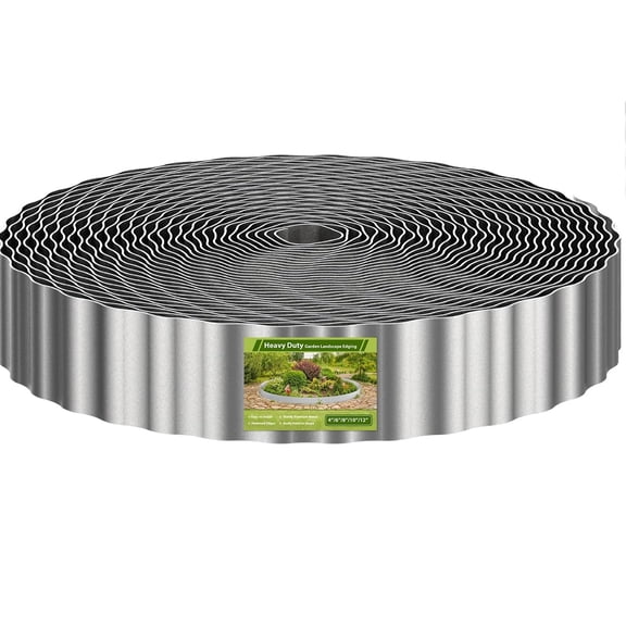 3 Inch x 100FT Silver Galvanized Corrugated Metal Garden Landscape Edging – Flexible Lawn Border for Flower Beds Yard Pathway