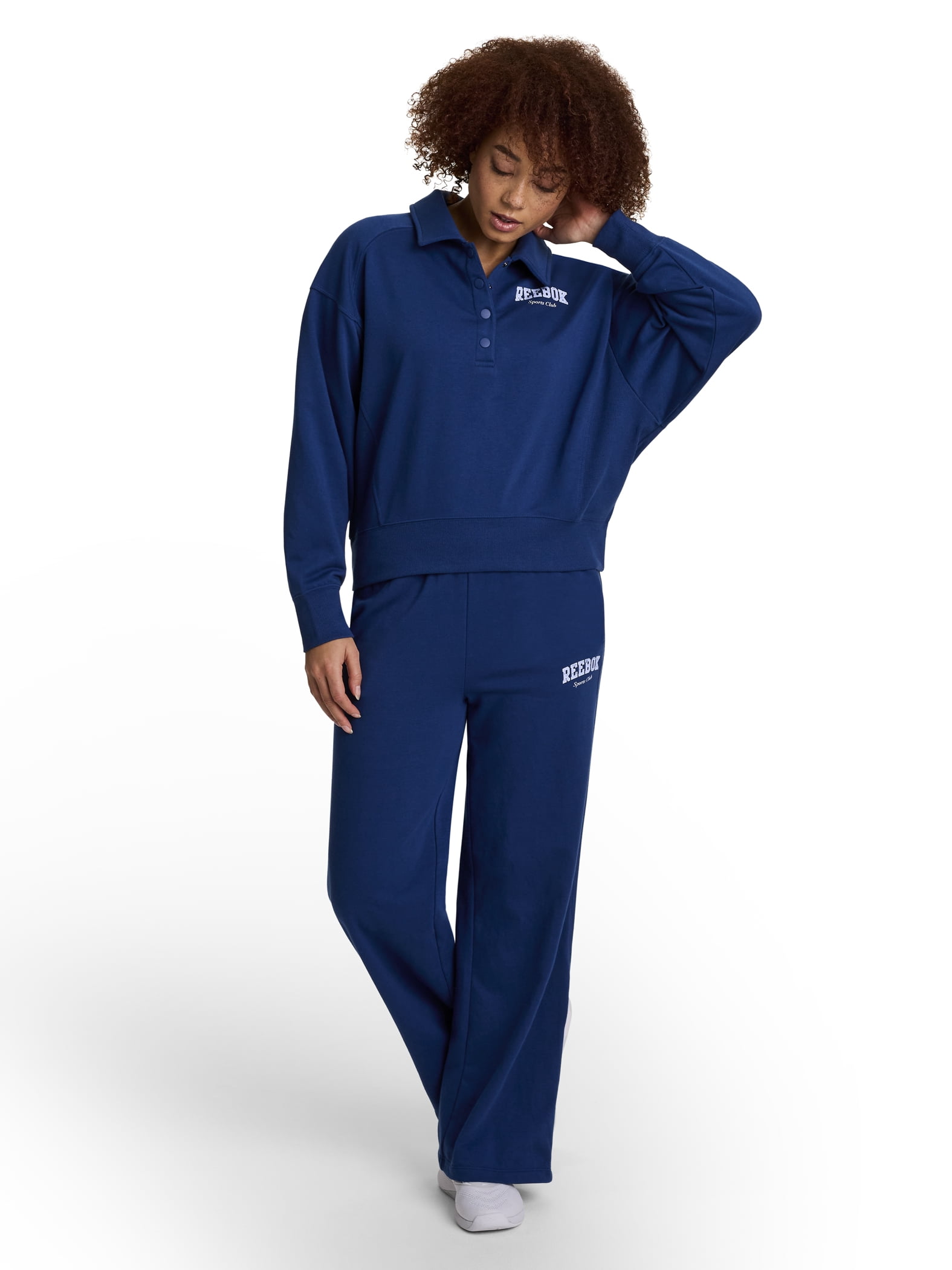 Reebok Women's and Women's Plus All Seasons Oversize Polo Sweatshirt, Sizes XS-4X