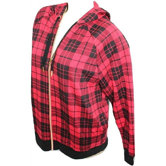 Victoria's Secret Sport Full Zip Hoodie Soft Fleece Color Red Plaid Size XSmall NWT