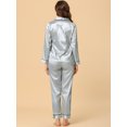 thumbnail image 4 of Conjuntos de pijama para mujer Allegra K Traje de noche suave de manga larga Gris S, 4 of 5