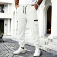 thumbnail image 5 of MXALUOB Men's Cargo Joggers Elastic Waist Drawstring Utility Winter Pants Solid Color Cinch Bottom Casual Trousers with Multi Pockets, 5 of 6