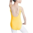 thumbnail image 6 of LLYwey Leotards for Girls Dance Bodysuits Front Ruched Backless Spaghetti Strap Sleeveless Gymnastics Leotard Girls' Dance Tops Camisole Dancewear, T-27, Yellow, 5T, 6 of 8