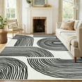 thumbnail image 4 of Garvee 8'x10' Modern Abstract Area Rug Washable Rugs, Rainbow Stripe Carpet with Non-Slip Backing Low Pile Floor Mat for Living Room Bedroom Home Office, Black, 4 of 8