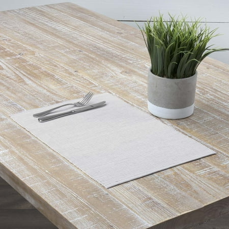 Gold Christmas Placemats Dusty Shale Grey Farmhouse Tabletop Kitchen Ashton Cotton Striped Rectangle Placemat Set of 6 ()