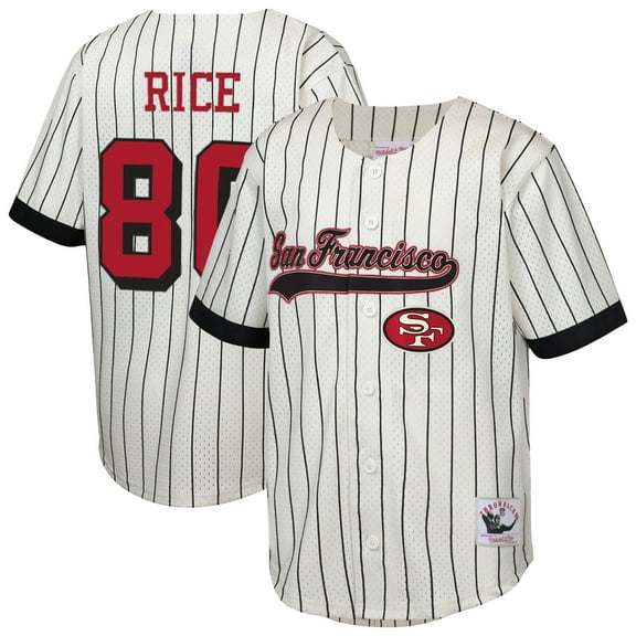 Youth Mitchell & Ness Jerry Rice Cream San Francisco 49ers Retired Player Name & Number Baseball Jersey